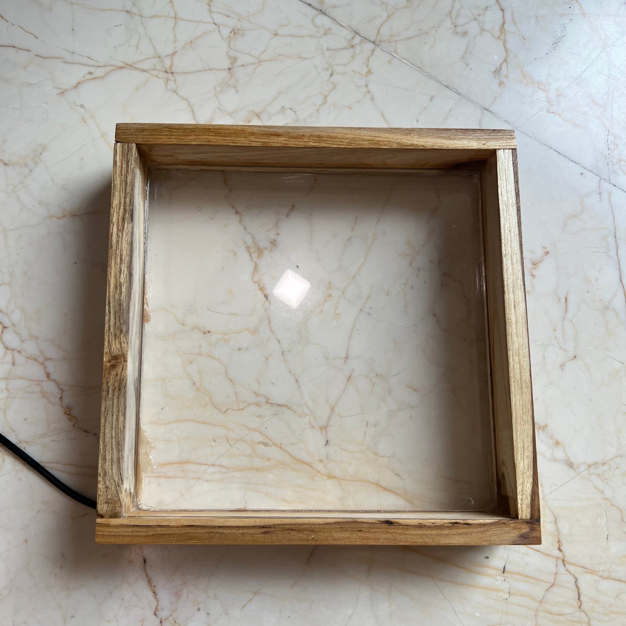 LED Teak Wood Varmala Frame with Acrylic Base