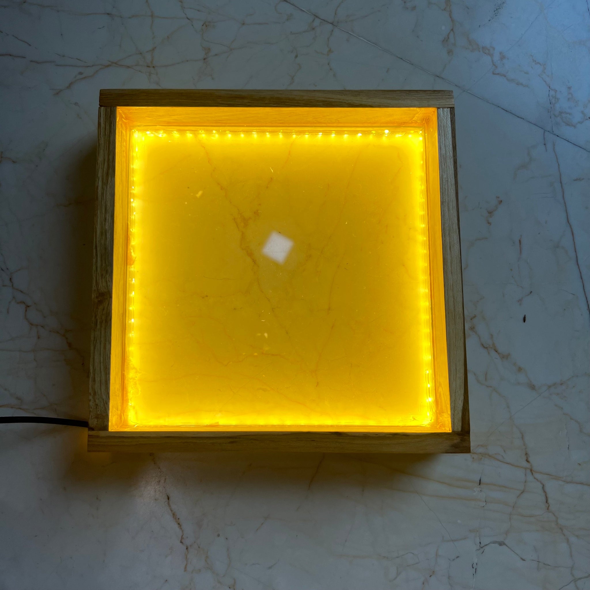 LED Teak Wood Varmala Frame with Acrylic Base
