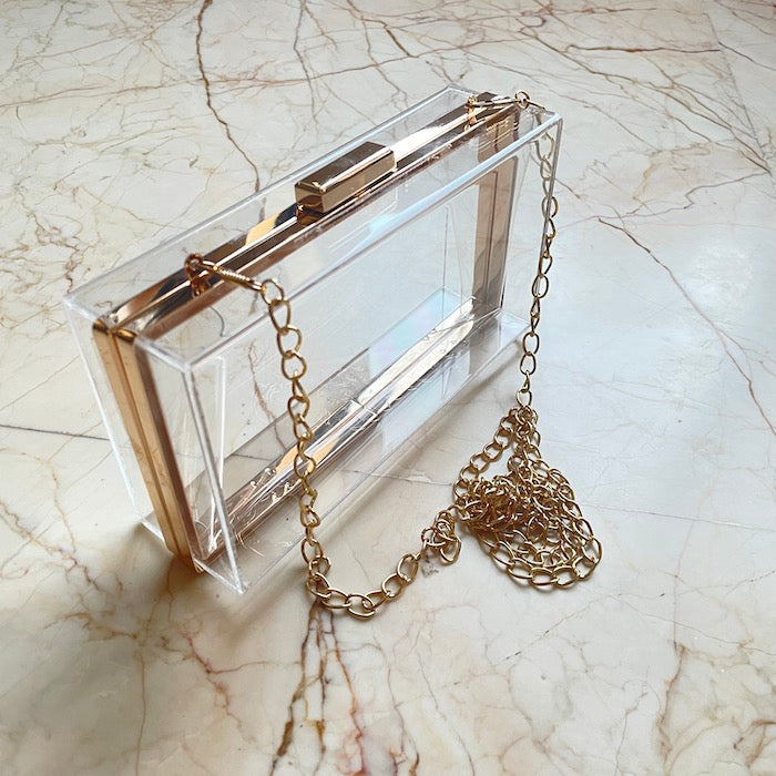 Clear Acrylic Box Clutch With Chain - Harsh Resin Store