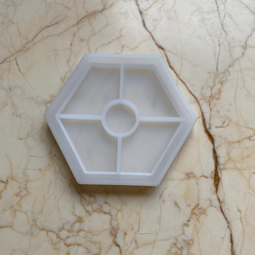 hexagon/ Trinket coaster mould with border - Harsh Resin Store