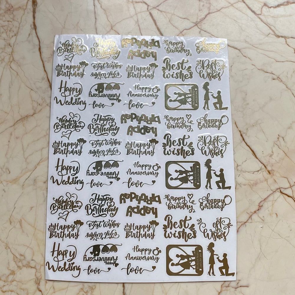 A4 Birthday, Anniversary Wishes Metallic Stickers - Harsh Resin Store