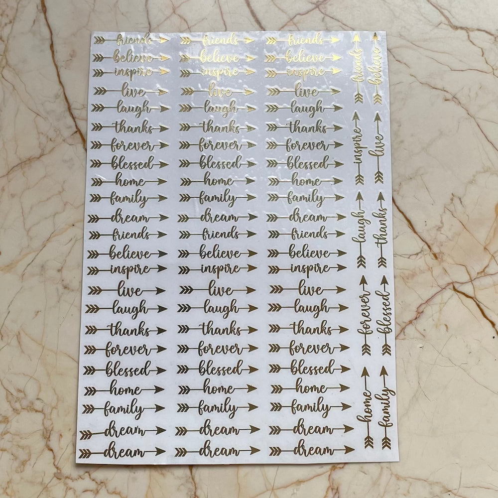 A4 Bookmark Arrow Metallic Sticker Sheet - Harsh Resin Store