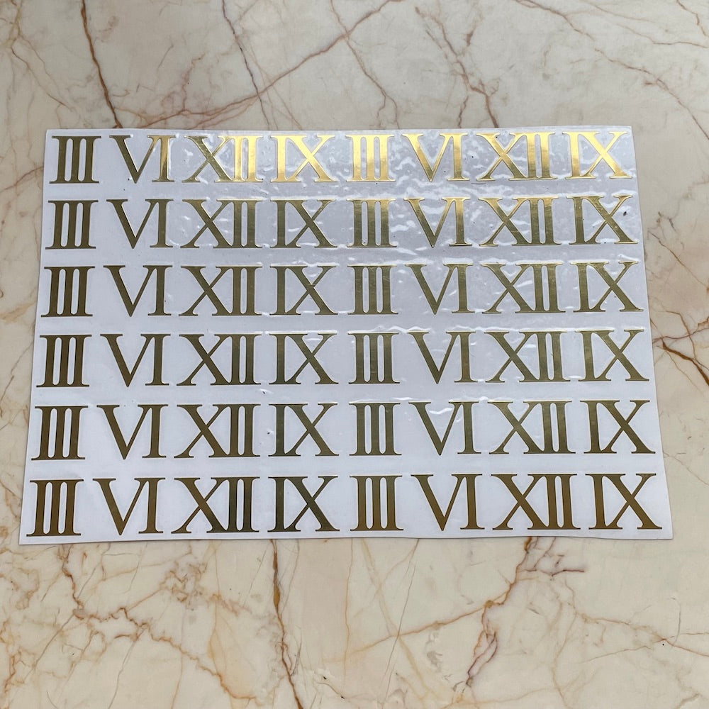A4 4 roman clock number metallic sticker sheet - Harsh Resin Store