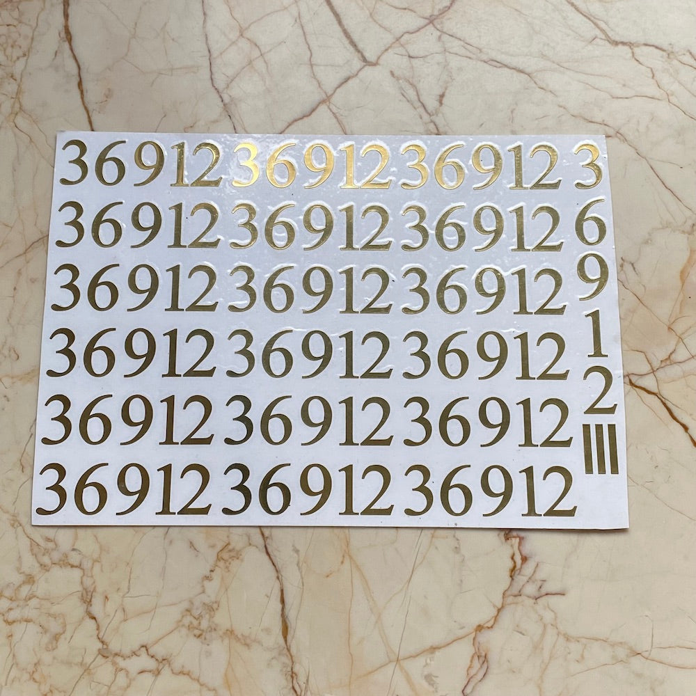 A4  4 English clock number metallic sticker sheet - Harsh Resin Store