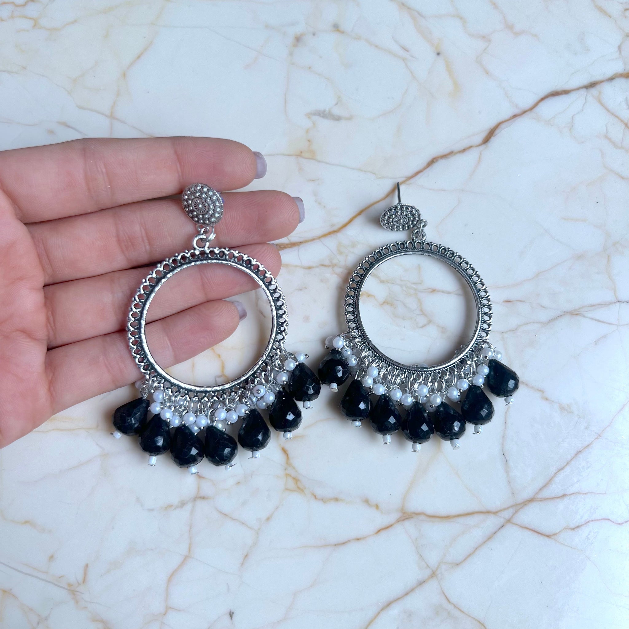 Big Hoop Earring / Jhumka Bezel