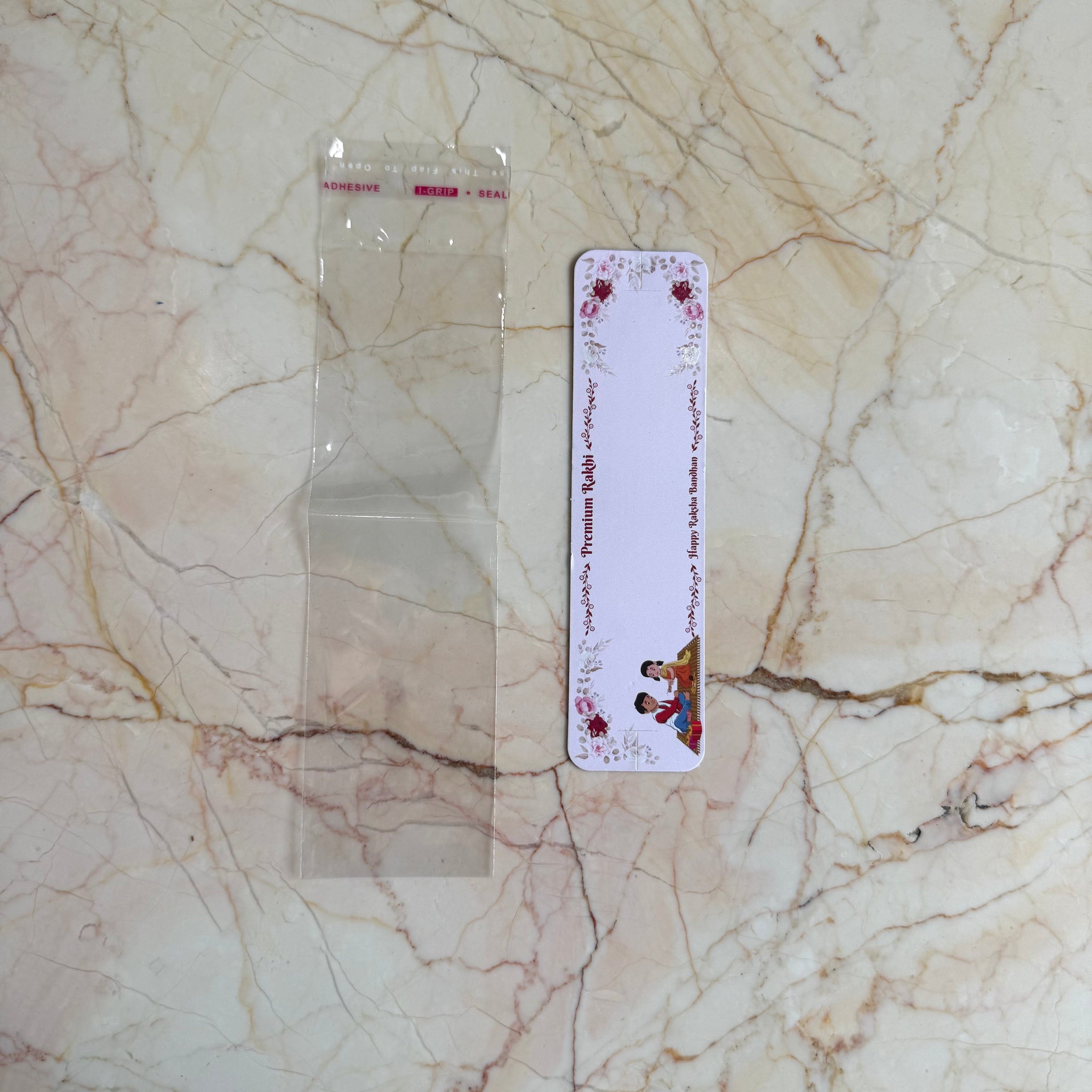 Printed Rakhi Card with Packet - Pink