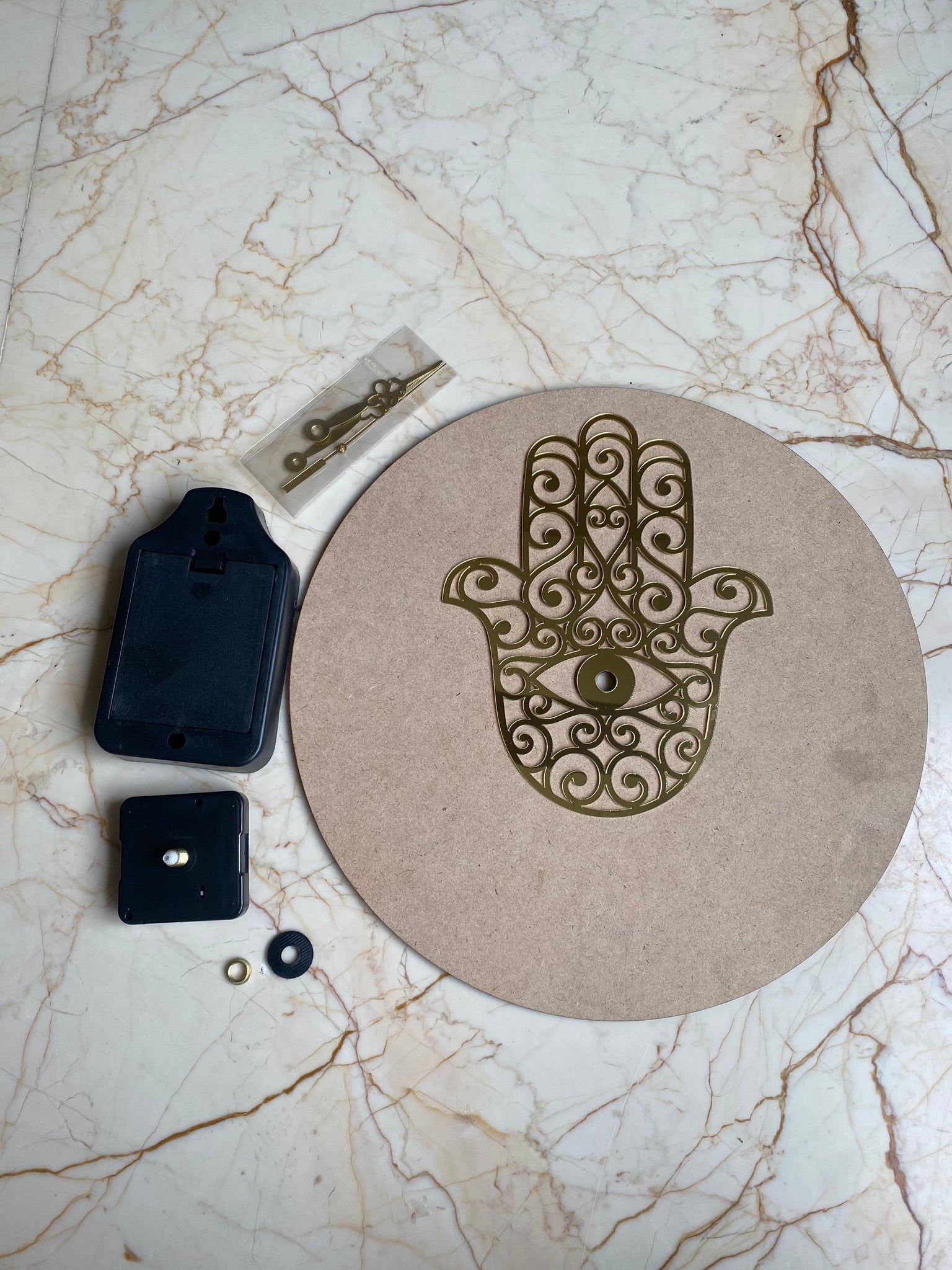 Hamsa Hand Acrylic with Base Clock Set