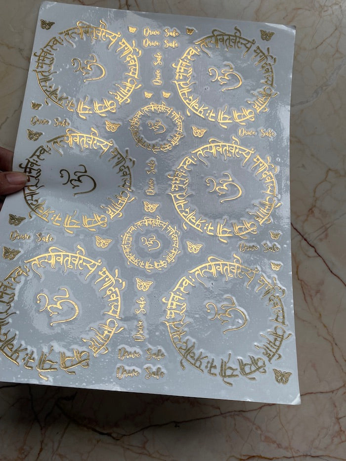 Designer Om Mantra Metallic Sticker Sheet - B