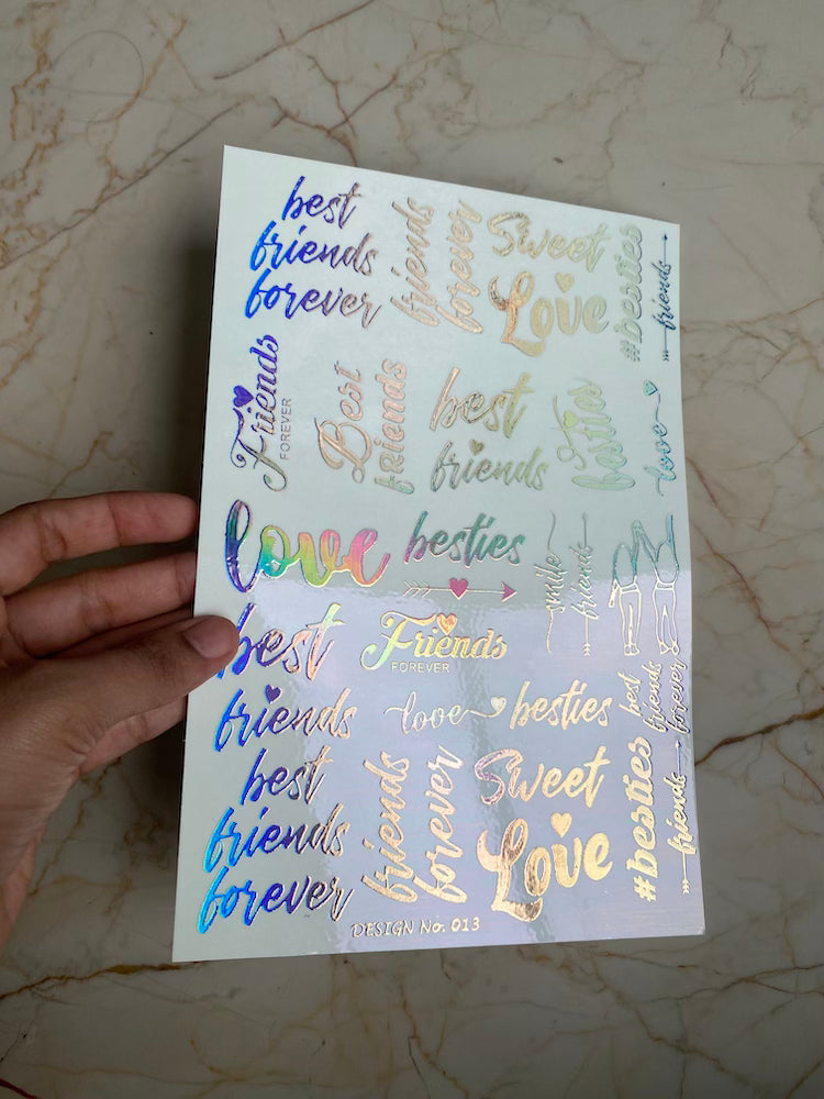 Best friends Holographic Embossed Sticker Sheet - A5