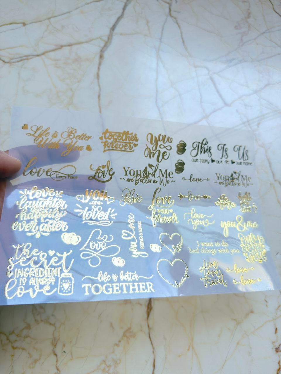 Metallic insert sticker sheet - Love
