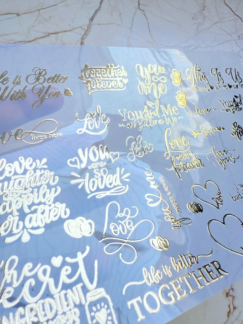 Metallic insert sticker sheet - Love