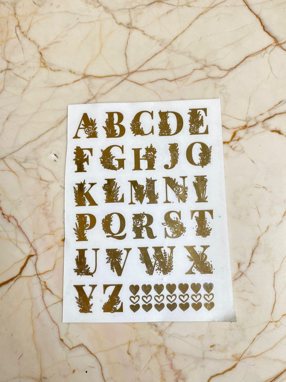 A6 Alphabet Metallic Sticker Sheet