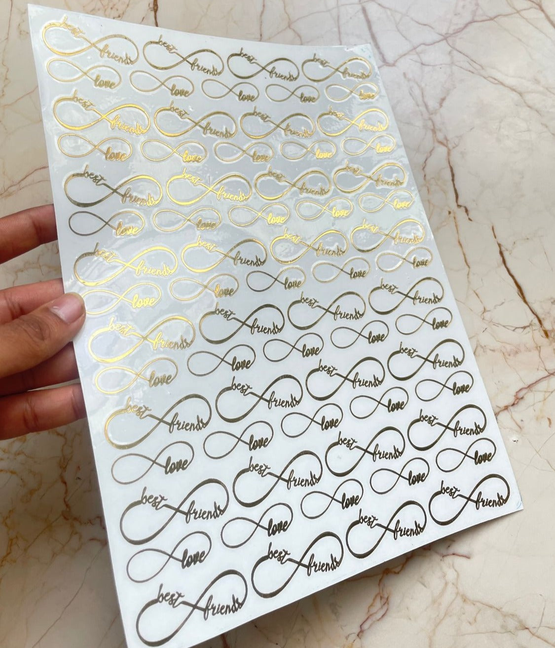A4 Infinity Love metallic sticker sheet