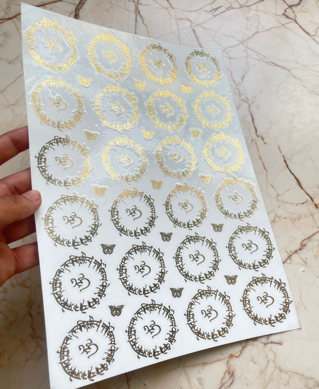 A4 Gayatri mantra metallic sticker sheet