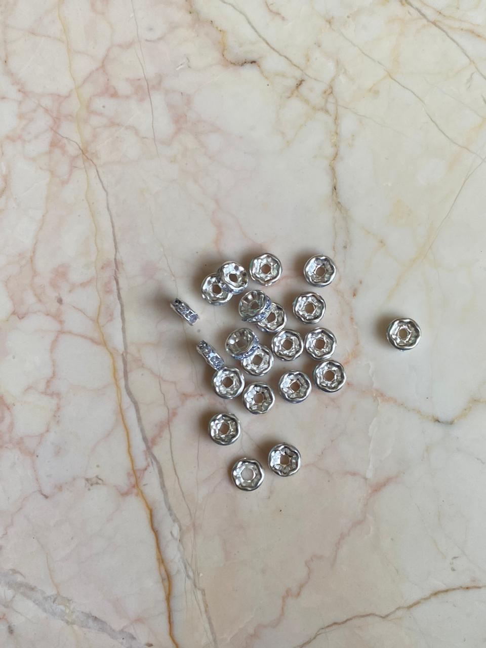 Silver Beads with silver diamonds for Rakhi