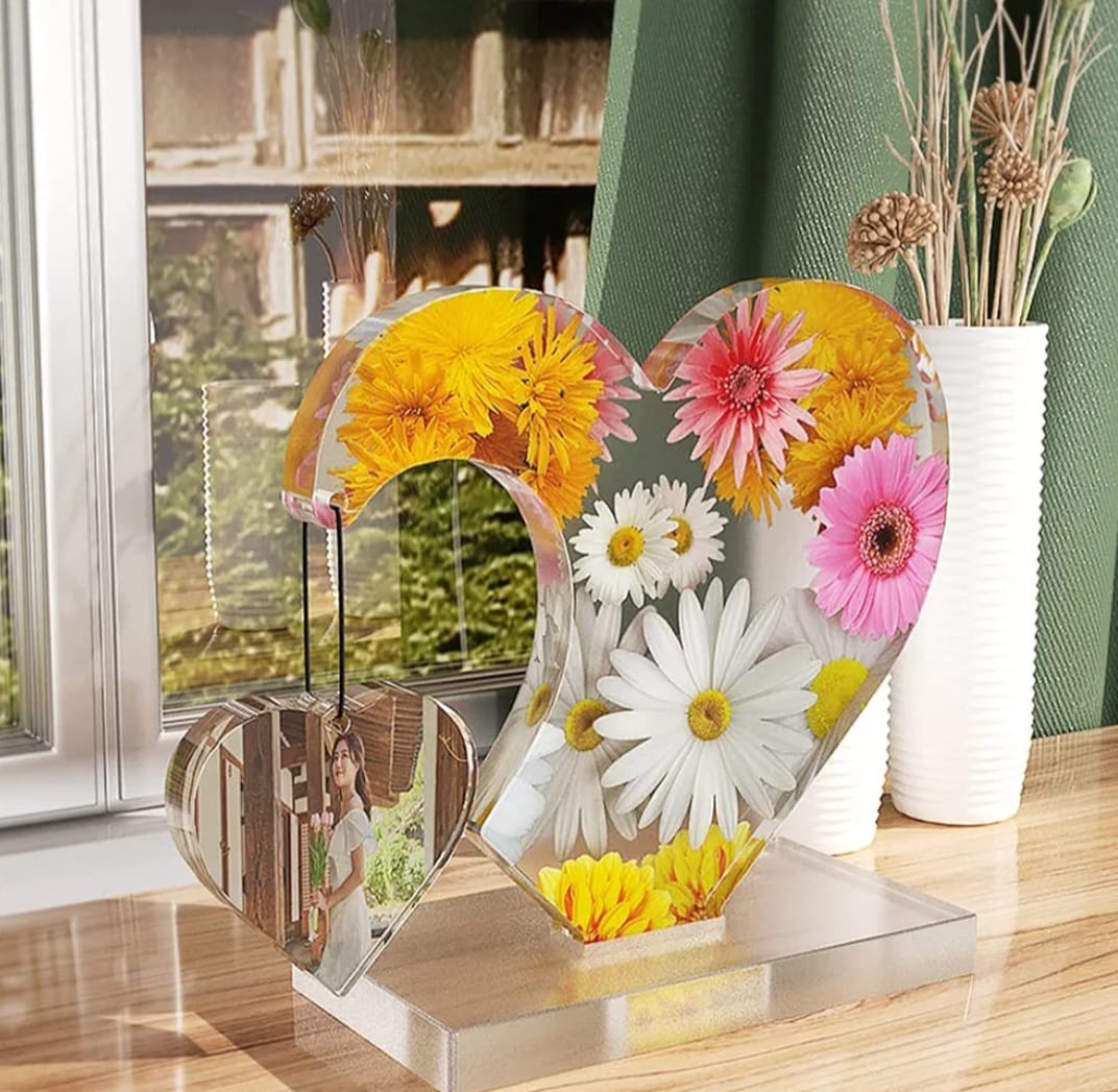 Heart with heart hanging Stand Photo Frame mould