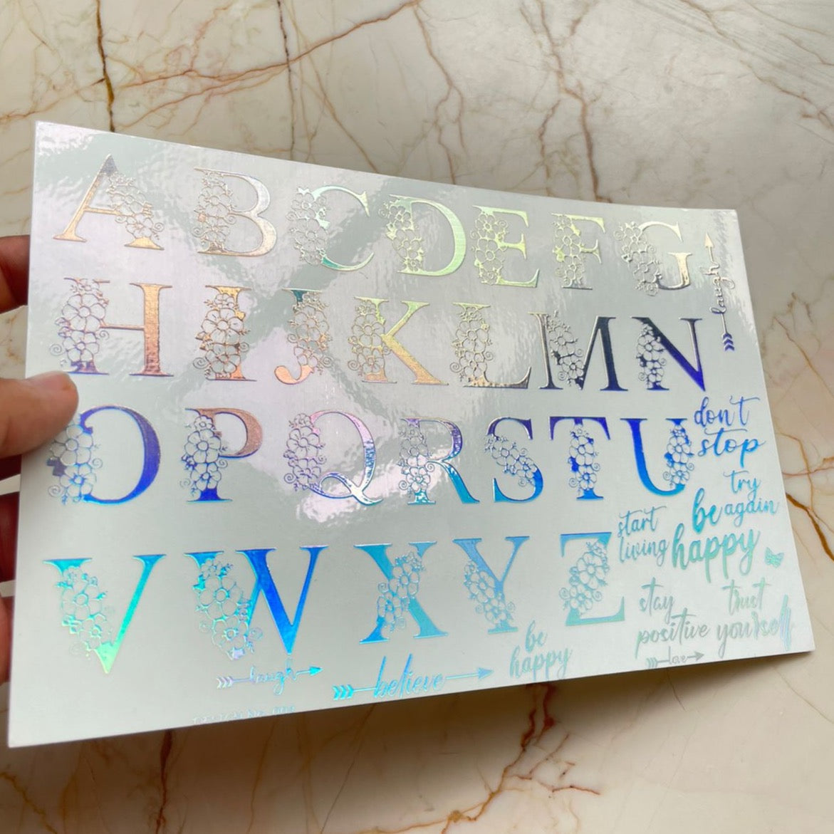 A5 holographic Embossed Sticker Sheet - design003