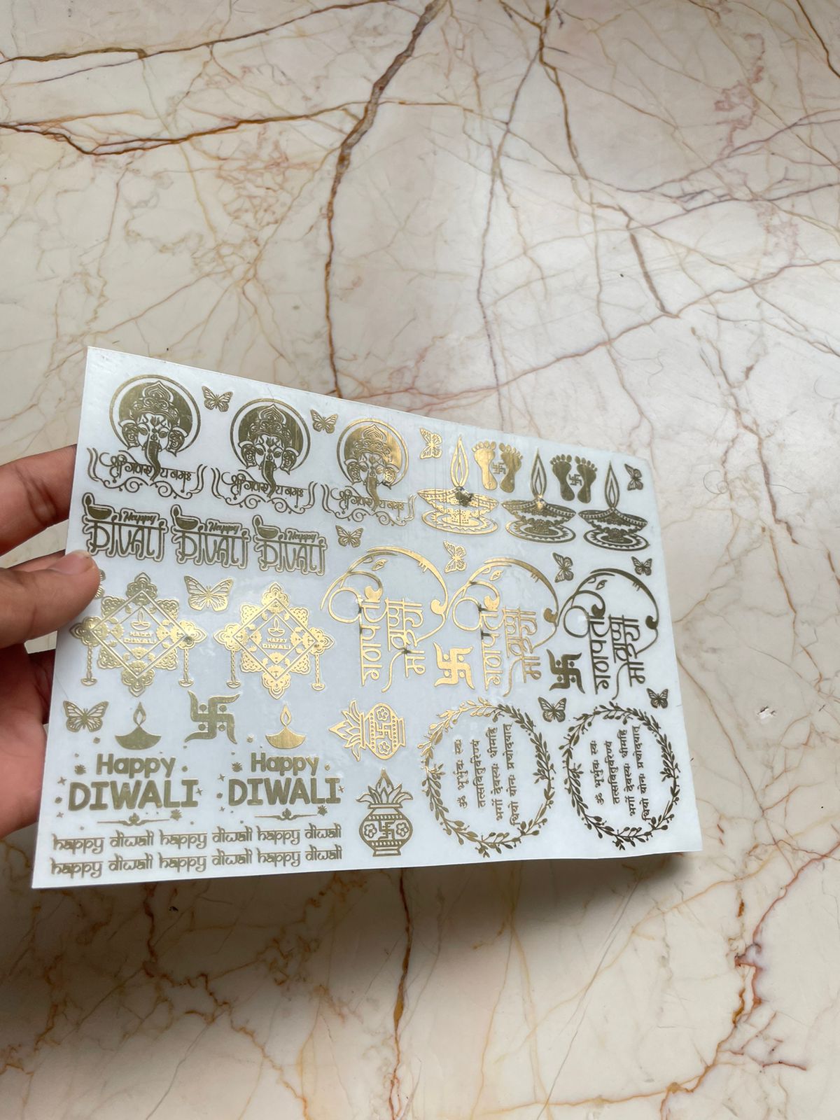 A5 Diwali Metallic Sticker Sheet - J/2
