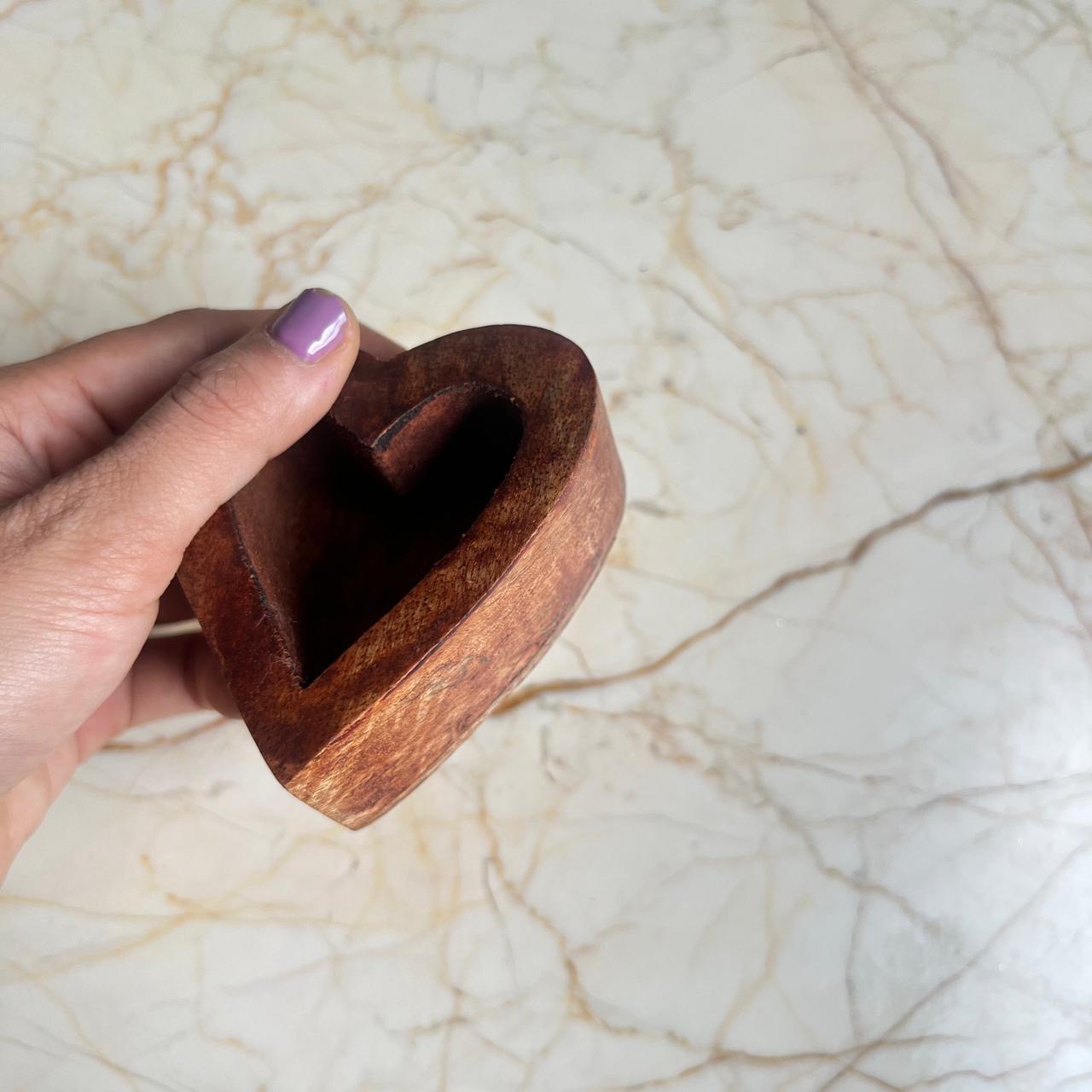 Wooden Bowl for Candles - mini heart