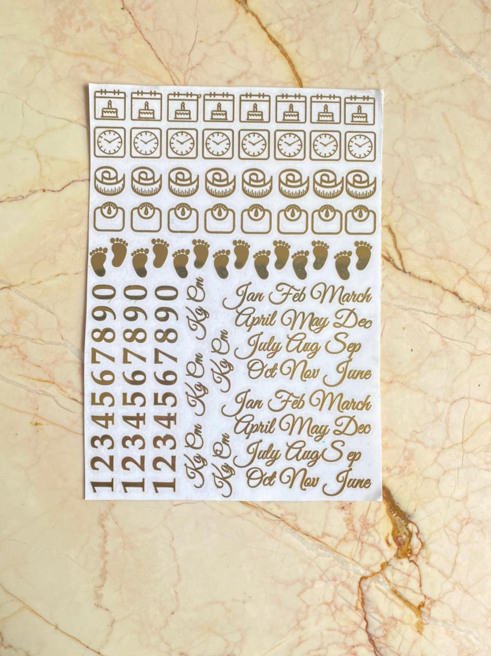 A5 baby weight Metallic Sticker Sheet