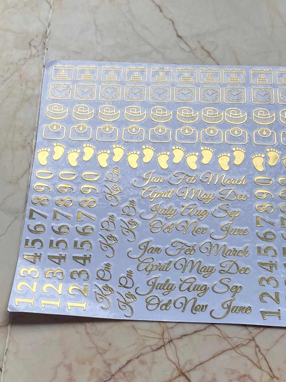 A4 baby weight Metallic Sticker Sheet